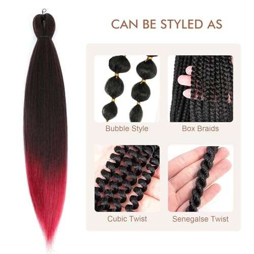 Difunee 16, T530: Pre Stretched Braiding Hair 16â€-8 Packs/Lot Professional Itch Free Low Temperature Synthetic Fiber Crochet Braids Braiding Yaki Texture Hair Extension Twist Braid 4
