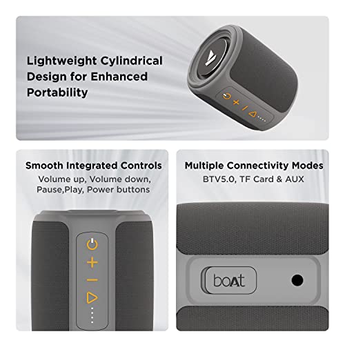 boAt Stone 352 Bluetooth Speaker with 10W RMS Stereo Sound, IPX7 Water Resistance, TWS Feature, Up to 12H Total Playtime, Multi-Compatibility Modes(Groovy Grey) 6