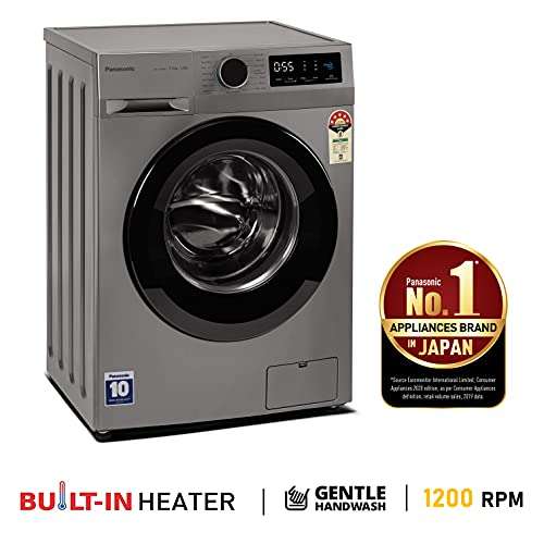Panasonic 7 kg 5 Star Built-in Heater Fully Automatic Front Loading Washing Machine (NA-127MB3L01, Grey) 2