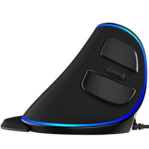 J-Tech Digital Ergonomic Mouse Wired - RGB Vertical Gaming Mouse with 5 Adjustable DPI Settings up to 4000 DPI, Computer Mouse for Carpal Tunnel, Removable Palm Rest and Thumb Buttons [V628R] 6
