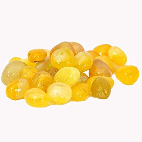 Elettra Stones for Decoration||Colour Stones||Pebbles for Decoration|| Polished Shiny Smooth Onyx Stones for Aquarium Garden & Home Decor (Yellow, 3Kg) 3