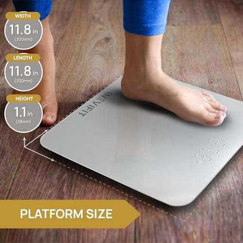 INEVIFIT Bathroom Scale, Highly Accurate Digital Bathroom Body Scale, Measures Weight up to 400 lbs. Includes Batteries 4