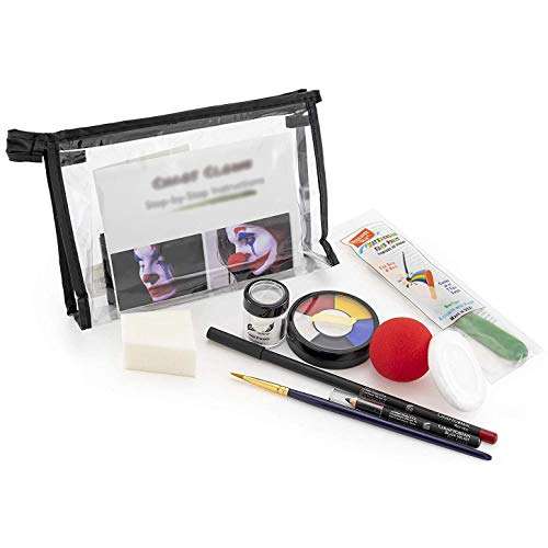 Graftobian Chaos Clown Makeup Kit - Complete 10 Piece Set for Joker Jester or Clown Halloween Costume - Full Color Instructions (Standard) 1