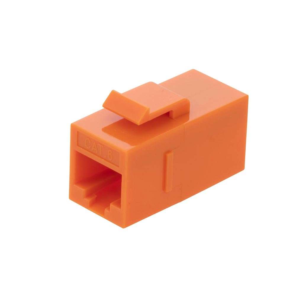 NavePoint CAT6 UTP Inline Keystone Coupler, RJ45 Female to RJ45 Female, Snap-in, 15 Pack, Orange 1