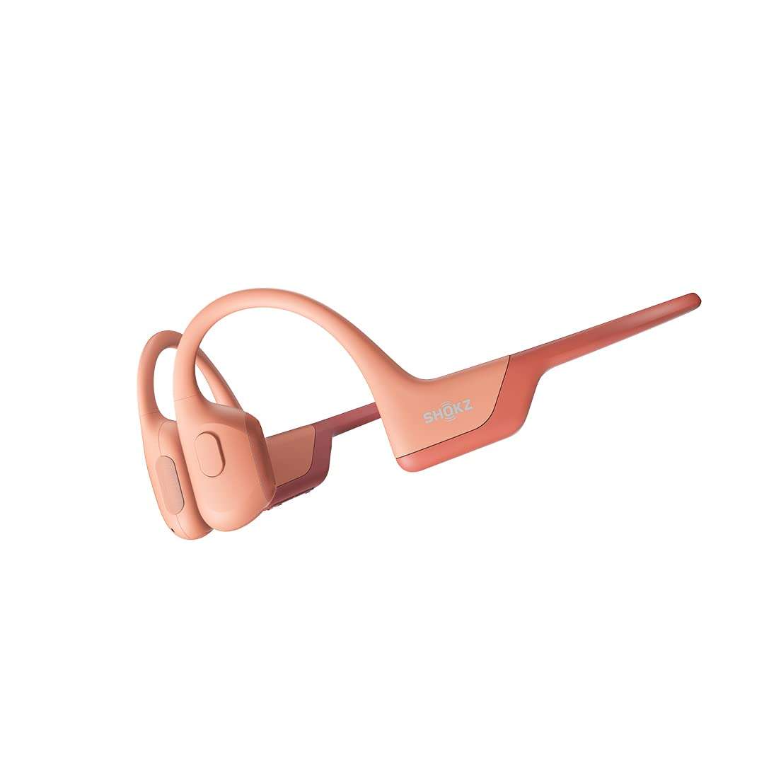 SHOKZ OpenRun Pro - Premium Bone Conduction On Ear Bluetooth Sport Headphones - Sweat Resistant Wireless Earphones for Workouts and Running with Deep Base - Built-in Mic, with Headband (Pink) 1