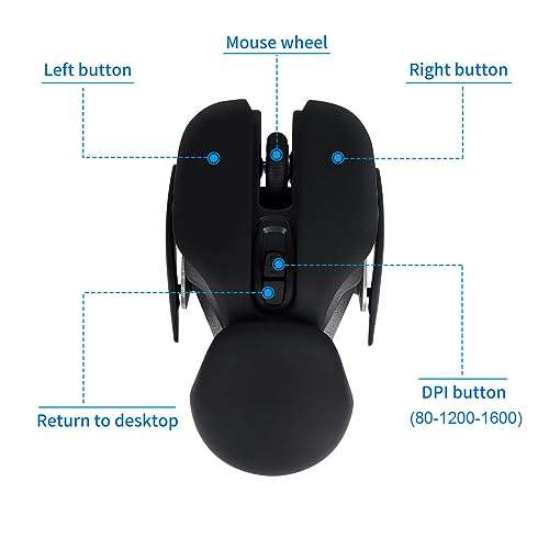 Rechargeable Wireless Mouse, Cool Crayfish Shape Mouse, 1600DPI 4 Buttons Ergonomic Portable Optical Cordless Mouse with USB Receiver for Laptop PC Computer Office Home Gift (Black) 5