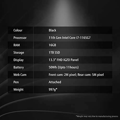 Fujitsu UH-X 11th Gen Intel Core i7 13.3" FHD IPS 400Nits 2-in1 Touch Convertible Laptop (16GB/1TB SSD/Windows 11/MS Office 2021/Iris Xe Graphics/2 Yr Warranty/Backlit Kb/Black/0.997 kg, 4ZR1F38027) 5