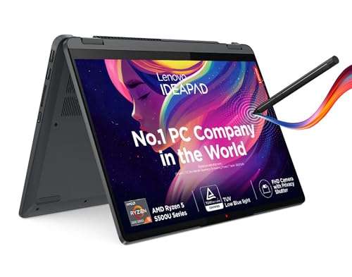 Lenovo IdeaPad Flex 5 AMD Ryzen 5 5500U 14" (35.56cm) WUXGA IPS 2-in-1 Convertible Touchscreen Laptop (16GB/512GB SDD/Win11/Office 2021/Backlit/FPR/3months Game Pass/Storm Grey/1.55Kg), 82R9005JIN 1