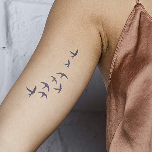 Inkbox Temporary Tattoos - Pajaros - Kit Semi Permanent Tattoos - Includes Primer Wipe and One 5x2in Tattoo with For Now Ink. Applies in 1-2 Minutes. Lasts 1-2 Weeks. Birds Design 4