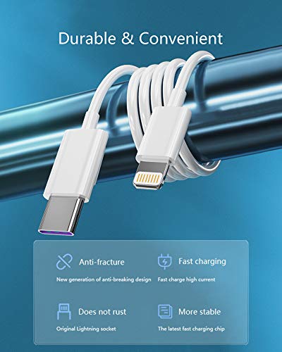 iPhone Fast Charger Cable，3 Pack USB C to Lightning Cable 6FT Apple MFi Certified 20W Fasting Charging iPhone Cable for iPhone 12/11/XS/XR/X 8/iPad/AirPods Pro，Supports Power Delivery & All iOS System 5