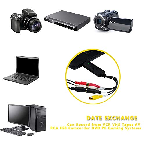 VHS to Digital DVD Converter Adapter, AndThere USB 2.0 Video Capture Card for Windows 10 7 8, Can Record from VCR VHS Tapes AV RCA Hi8 Camcorder DVD PS Gaming Systems 6