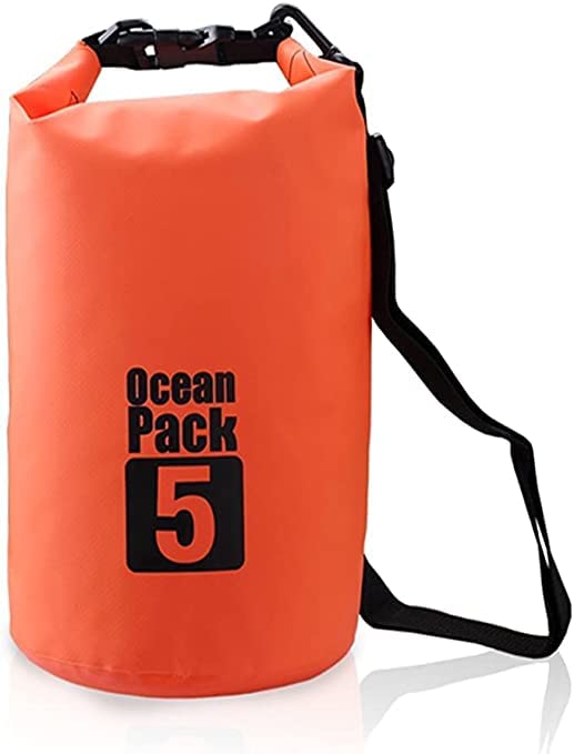 RIVUGJA Outdoor Ocean Pack Waterproof Dry Bag Sack Storage Bag Organizer for Travelling,Camping,Hiking, Rafting (5 Liter)
