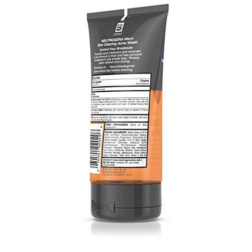 Neutrogena Men Skin Clearing Daily Acne Face Wash with Salicylic Acid Acne Treatment, Non-Comedogenic Facial Cleanser to Treat & Prevent Breakouts, 5.1 fl. oz 4