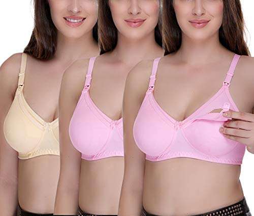 Sona Women's Cotton Minimiser Nursing Bra (FEEDINGBRA-04-PINK-PINK-SKIN-95B Pink-Skin_38) 1