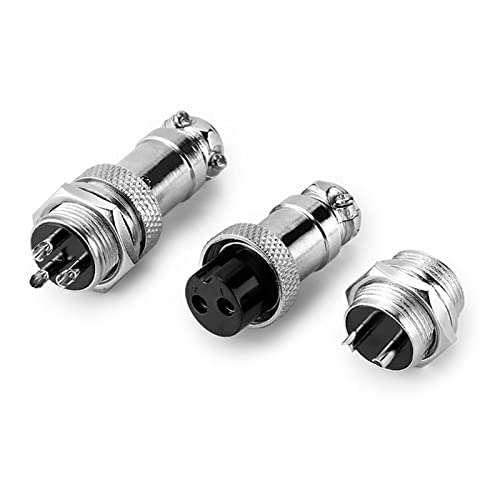 ESPtronics 2 Pcs 3 Pin Aviation Plug Metal Male Female Pin Connector Socket Plug Docking Circular Connector For Electronics 3