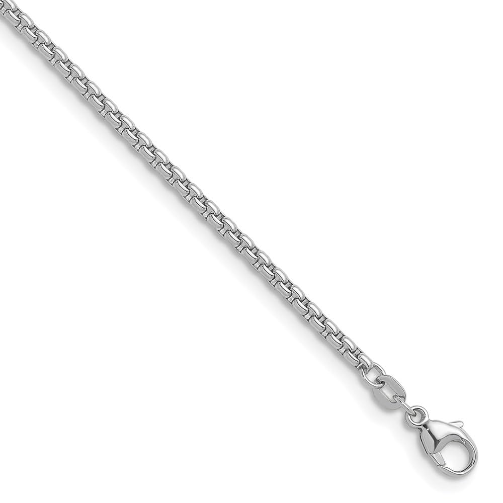 IceCarats 14K Solid White Gold 2.7mm Round Box Link Chain 16 inch Necklace 1