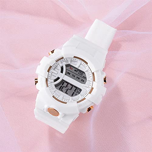 Shocknshop Rubber Digital Kid Children Multi Functional Pink Dial Watch For Girls & Boys -325Pi (White), Pink Band 4