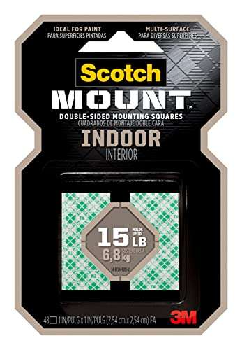 Scotch-Mount Indoor Double-Sided Mounting Squares 111H-SQ-48, 1 in x 1 in 48/pk 1