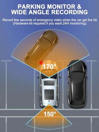 Beautlife Dash Cam Front and Rear, 4K/2.5K 30fps Dash Camera for Cars with 5GHz WiFi, 64GB SD Card, 2’’ IPS Screen, Night Vision, 170°Wide Angle, Loop Recording, G-Sensor, Parking Monitor, Black 6