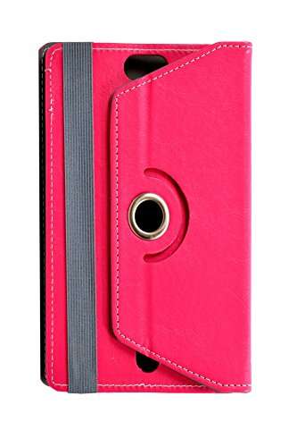 Hello Zone with Free Sim Adapter Kit Datawind Ubislate 3G10 Tablet (WiFi+8GB) 360� Rotating 10� Inch Flip Case Cover Book Cover -Pink 3