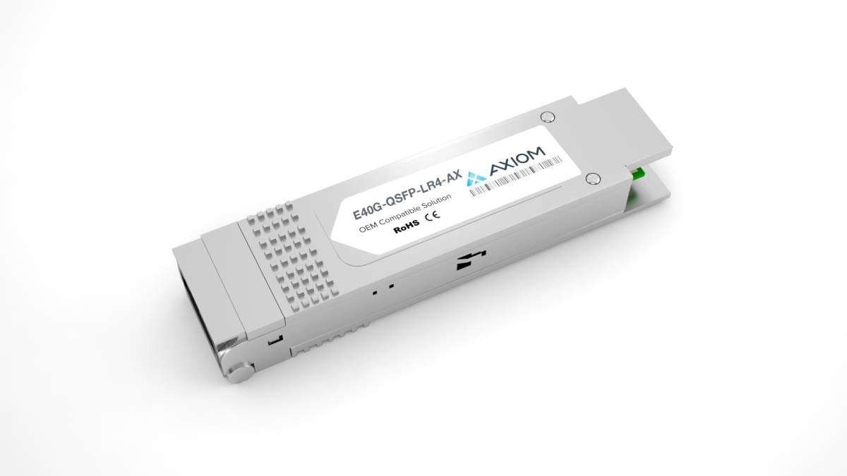 Axiom E40G-QSFP-LR4-AX QSFP+ transceiver Module (Equivalent to: Ruckus E40G-QSFP-LR4) - 40 Gigabit LAN - 40GBase-LR4 - LC Single-Mode - up to 6.2 Miles - 1310 nm 1