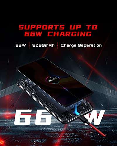 Red Magic 6S Pro Gaming Phone, 6.8" Screen, 64MP Camera, 5G Android Smartphone, Snapdragon 888+, 16GB RAM+256GB ROM, US Version Transparent 6