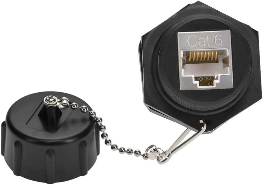 InstallerParts CAT6 RJ45 Shielded Panelmount Punch Down Jack with Dust Cap - 100 Pack, IP67 Water Resistant 1