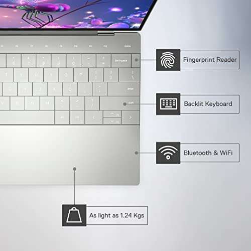 Dell XPS 9320 Laptop, Intel Core i5-1240P, 16GB, 512GB SSD, Win 11 + MSO'21, 13.4" (34.036Cms) UHD+ AR 500 nits Touch, 15 Month McAfee, Backlit KB + FPR, 1.24Kgs 6