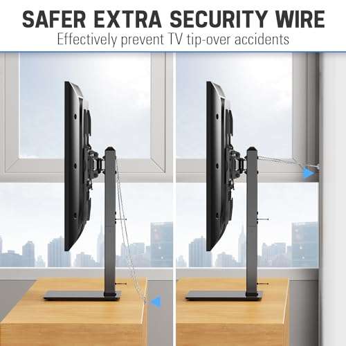 MOUNTUP Universal TV Stand, Table Top TV Stands for 37 to 65, 70, 75 Inch Flat Screen TVs, Height Adjustable, Tilt, Swivel TV Mount with Tempered Glass Base Hold up to 88lbs, Max VESA 600x400mm MU0031 4