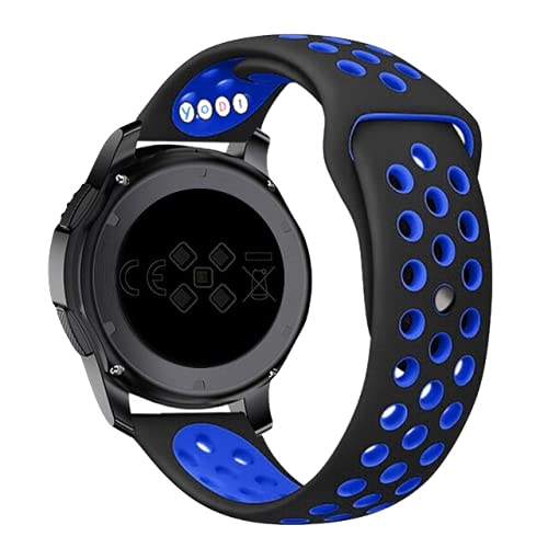 YODI Casual Watch Strap Classic Accessories Belt Band 22mm for Noise Colorfit Pulse Grand Smartwatch Sport Look Dual Color Dot Straps (Black-Blue)