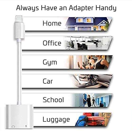 [Apple MFi Certified] 2 Pack Headphone Adapter for iPhone, Lightning to 3.5mm Aux Audio Jack +Fast Charger Dongle Splitter, Compatible with 14/13/12/SE/11/Xs/XR/X/8 7 Support All iOS + Volume Control 4