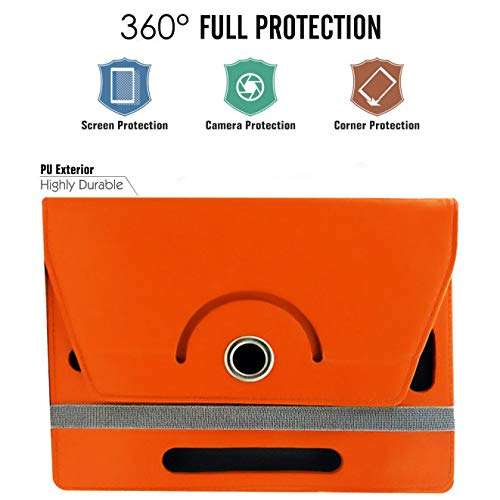 Hello Zone 360° Rotating 7” Inch Flip Case Cover Book Cover for HP 7 Voice Tab J6U32PA Tablet -Orange 4