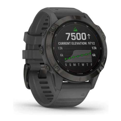 Garmin 010-02410-10 Fenix 6 Pro Solar, Multisport GPS Watch with Solar Charging Capabilities, Advanced Training Features and Data, Black with Slate Gray Band 2