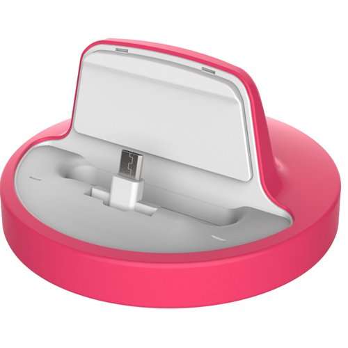 RND Dock for Samsung Galaxy S4, S4 Active, S6, S6 Edge, S6 Edge Plus, S7, S7 Edge with Dock mode cable and 2.1A Charger (compatible without or with most cases including rugged cases) (white/pink) 5