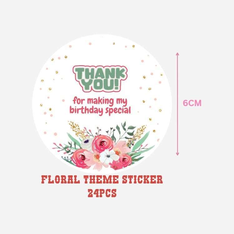Floral Theme Model 4- Thankyou Sticker (6 CM/Sticker/Mixcolour/24Pcs) 3