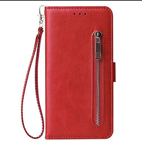 TELETEL Zipper Series Flip Mobile Cover Pu Leather | Card & Cash Pockets | Magnetic Loop | Front Zip Lock Wallet Case (Red) for Oneplus 3 & 3T 1