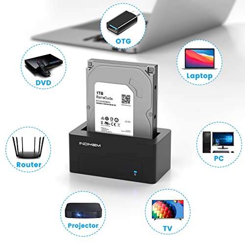 SAS to USB 3.0 Adapter, SAS/SATA Hard Drive Reader Enclosure Docking Station for 2.5/3.5 inch HDD SSD with 12V/2A Power Adapter 5