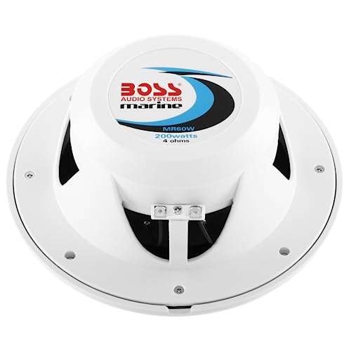 BOSS Audio Systems MR60W 6.5 inch Marine Boat Stereo Speakers - 200 Watts (pair), 2 Way, Full Range, Tweeters, Coaxial, Weatherproof, Sold in Pairs 2