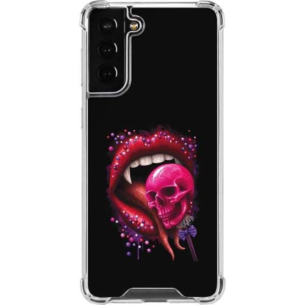 Skinit Clear Phone Case Compatible with Galaxy S21 Fan Edition - Sarah Richter Vampire Skull Lollypop by Sarah Richter Design 1