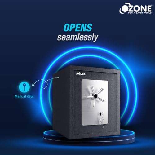 Ozone 78 Litres Anti-Burglary Security Safe with Manual Lock - Safe Box Steel Construction - Ideal for Storage of Cash, Jewellery and More, (Black Structure Matt) (Manual) 3