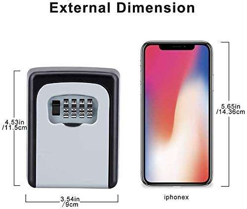 SUKHAD Wall Key Safe Box With Waterproof Exterior Key Combination And Re-settable Code For House Spare Keys, 8.5 X 6.4 X 3.5 CM, Rectangle Shape 3