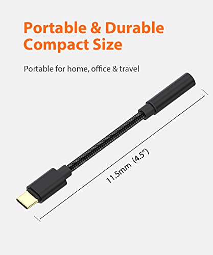 USB C to 3.5mm Headphone Jack Adapter, USB Type C to 1/8 inch Aux Audio Dongle Cable Converter Compatible with iPad Pro, Samsung Galaxy S21 S20 Ultra S20+ Note 20 S10 S9 Plus, Pixel 4 3 2 XL 6