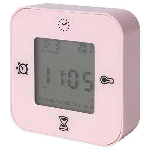 Ikea Plastic Smart Table Clock with Thermometer, Alarm, Timer Function (Pink, 3 x 7 x 7 cm) 1