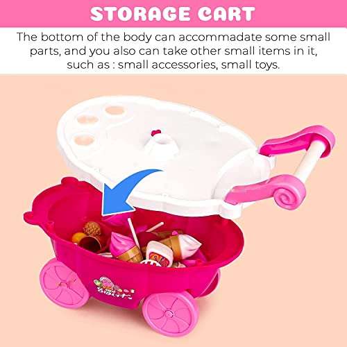 E-ROYAL SHOP Ice Cream Kitchen Play Cart Kitchen Set Toy With Lights And Music 4