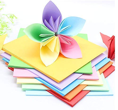 True-Ally 100 sheets 15 cm x 15 cm both side colored Origami Sheets/Construction Paper Unruled (Set of 100, Florescent Multicolor) for Origami, Scrapbooking, Hobby Crafts, Project Work etc. (100) 4