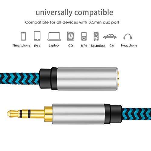 Hftywy Headphone Extension Cable 20FT, 3.5mm Extension AudioMale to Female Aux Adapter Hi-Fi Sound Stereo Extender Cord for Headset, iPhone, iPad, Smartphones, Tablets & More 6