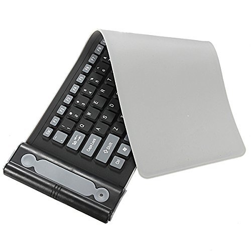 BLUEXIN Waterproof Dustproof Portable Silicone Flexible Folding Roll Up Soft Rubber Keyboard Black 3