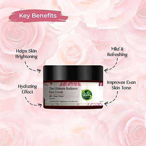 Vedic Nature | Floral & Fruit Water Based Beauty I Ultimate Radiance Face Cream | 80% Rose Petal Extract | Licorice for Spotless Glowing Skin | Anti-wrinkle | Depigmentation | 50 ml 2