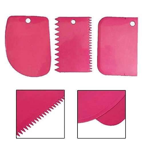 Saleshop365 3pcs Set Plastic Dough Bench Scraper Cake Cutter, Chopper, Smoother Icing Fondant Cake Decorating Pastry Baking Tool (Color May Vary) 1