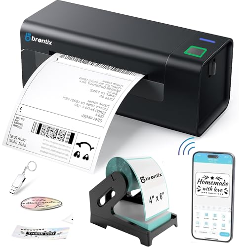 BRONTIX Bluetooth Thermal with Stand Printer 4x6 inch Label for Business | Bluetooth inkless Printer | | 203 DPI | Barcode Printer Machine | Label Printer Machine